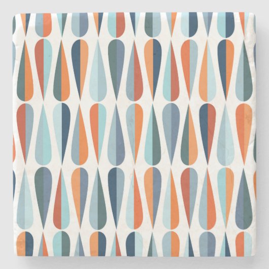 Dessous-de-verre En Pierre Rétro du milieu du siècle, goutte forme motif. (Devant)