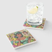 Dessous-de-verre En Pierre Retro Girls Comics (Côté)