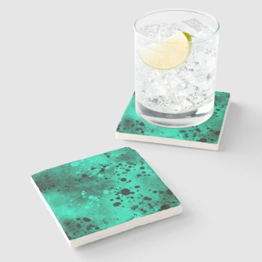Dessous-de-verre En Pierre Retro Green Paint Splatter (Côté)