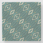 Dessous-de-verre En Pierre Retro Midcentury Style Teal Geometric Abstract (Devant)