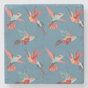 Dessous-de-verre En Pierre Rétro motif 2 de colibri