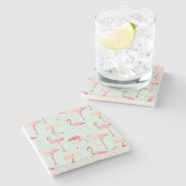 Dessous-de-verre En Pierre Rétro motif de Flamant rose (Côté)
