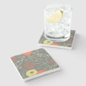 Dessous-de-verre En Pierre Rétro motif floral (Côté)
