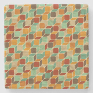 Dessous-de-verre En Pierre Rétro motif géométrique 4