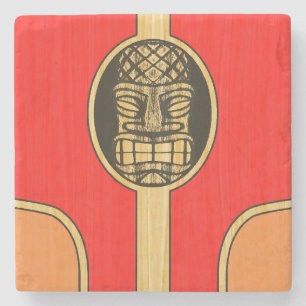 Dessous-de-verre En Pierre Rétro planche de surf de Tiki