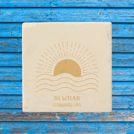 Dessous-de-verre En Pierre Retro Summer Beach Boho Sun