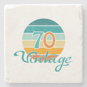 Dessous-de-verre En Pierre Retro Sunset 70 Vintage en détresse