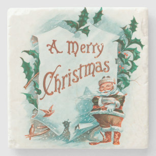 Dessous-de-verre En Pierre Retro Vintage Noël Cool Père Noël Salutation