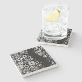 Dessous-de-verre En Pierre Rétros carrés noirs et blancs (Côté)