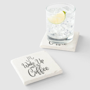 Dessous-de-verre En Pierre Réveil senteur café typographie