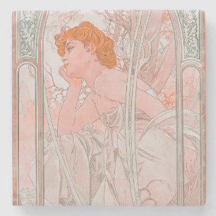 Dessous-de-verre En Pierre Reverie du Soir (1899) par Alphonse Mucha
