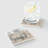 Dessous-de-verre En Pierre Rhino blanc (Côté)