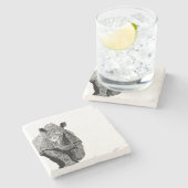 Dessous-de-verre En Pierre Rhinocéros noir et blanc (Côté)