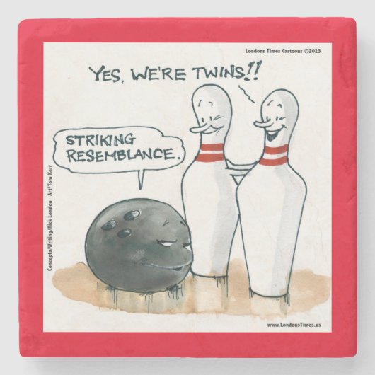 Dessous-de-verre En Pierre Rick London Dessins Drôle Bowling Comic (Devant)