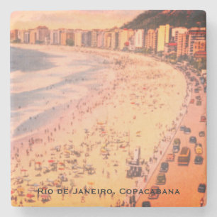 Dessous-de-verre En Pierre Rio de Janeiro, Plage Vintage de Copacabana, Brési