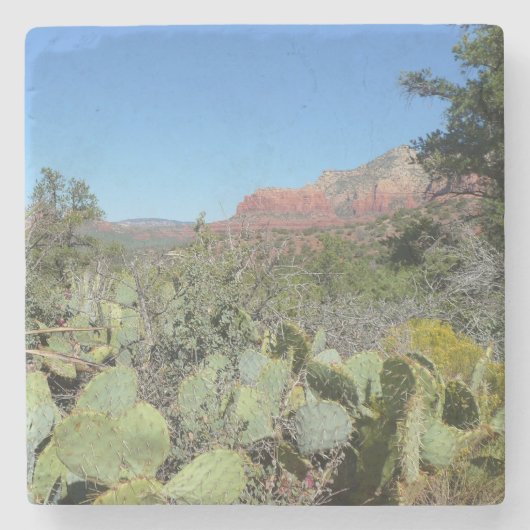 Dessous-de-verre En Pierre Rochers rouges et cactus I (Devant)