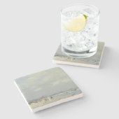 Dessous-de-verre En Pierre Rockaway Beach (New York) (par E.H. Potthast) (Côté)