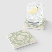 Dessous-de-verre En Pierre Rococo Damask Lg Pattern Cream on Green (Côté)