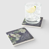 Dessous-de-verre En Pierre Romains 15:13 Dieu de l'Espoir Fleurs blanches (Côté)