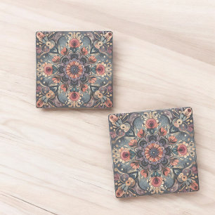 Dessous-de-verre En Pierre Romance foncée Bourgogne Art Déco Floral Été