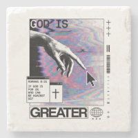 Romans 8:31 Cyberpunk Main de Dieu Glitch Art