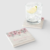 Dessous-de-verre En Pierre Romantique Élégant ancien Mariage floral (Côté)