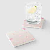 Dessous-de-verre En Pierre Romantique rose pâle Rose pétal floral (Côté)