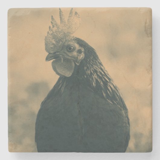 Dessous-de-verre En Pierre Rooster Portrait (Devant)