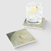 Dessous-de-verre En Pierre Rose blanche (Côté)