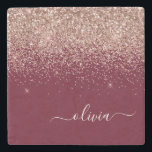 Dessous-de-verre En Pierre Rose Bourgogne Gold Blush Pink Parties scintillant<br><div class="desc">Burgundy et or Rose - Blush Pink Sparkle Parties scintillant Script Monogramme Nom Carrelage de pierre. Cela rend la remise de diplômes parfaite,  doux 16 ans,  mariage,  douche nuptiale,  anniversaire,  baby shower ou cadeau de fête de bachelorette pour quelqu'un qui aime le luxe glam et les styles chic.</div>