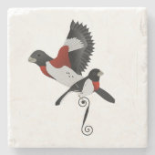 Dessous-de-verre En Pierre Rose Breasted Grosbeak (Devant)