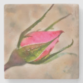 Dessous-de-verre En Pierre Rose Buvette Fleur Art Marbre (Devant)