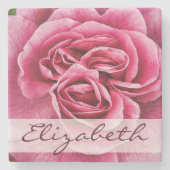 Dessous-de-verre En Pierre Rose de rose personnalisé (Devant)