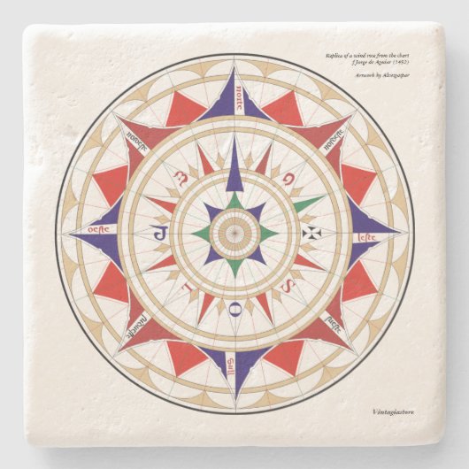 Dessous-de-verre En Pierre Rose de vent d'Aguiar (Devant)