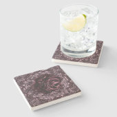 Dessous-de-verre En Pierre Rose Mandala (Côté)