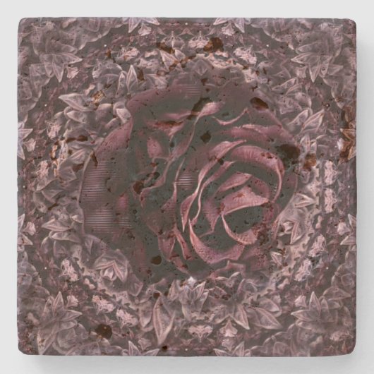 Dessous-de-verre En Pierre Rose Mandala (Devant)