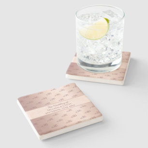 Dessous-de-verre En Pierre Rose or monogramme initiales mariage enregistrer l