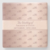 Dessous-de-verre En Pierre Rose or monogramme initiales mariage enregistrer l (Devant)