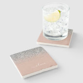 Dessous-de-verre En Pierre Rose or rose rose pâle Parties scintillant argent  (Côté)