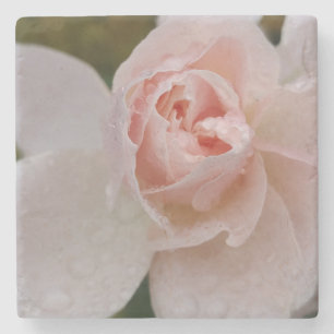 Dessous-de-verre En Pierre Rose rose avec gouttes de pluie