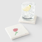 Dessous-de-verre En Pierre Rose rouge (Côté)