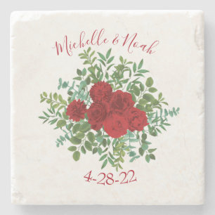 Dessous-de-verre En Pierre Rose rouge Mariage élégant classique