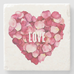 Dessous-de-verre En Pierre Rose rouge pétales Floral Amour