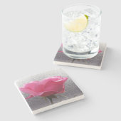 Dessous-de-verre En Pierre rose sur gris (Côté)