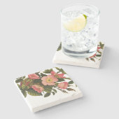 Dessous-de-verre En Pierre Roses Anciennes Belles Fleurs Botaniques Roses (Côté)