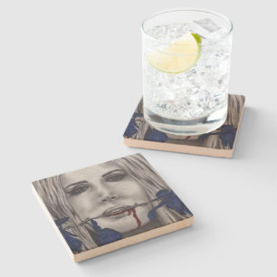 Dessous-de-verre En Pierre Roses de sang Femme vampire bleue Portrait Art got