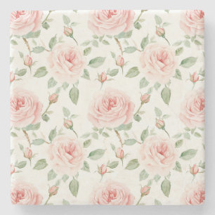 Dessous-de-verre En Pierre Roses Fleuris Rose Pâle Jolies