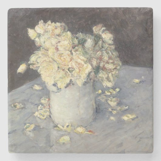 Dessous-de-verre En Pierre Roses jaunes dans un vase de Caillebott Impression (Devant)