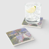 Dessous-de-verre En Pierre Roses par la mer (Côté)