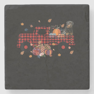 Dessous-de-verre En Pierre Rottweiler Camion Citrouille Thanksgiving Hallowee
